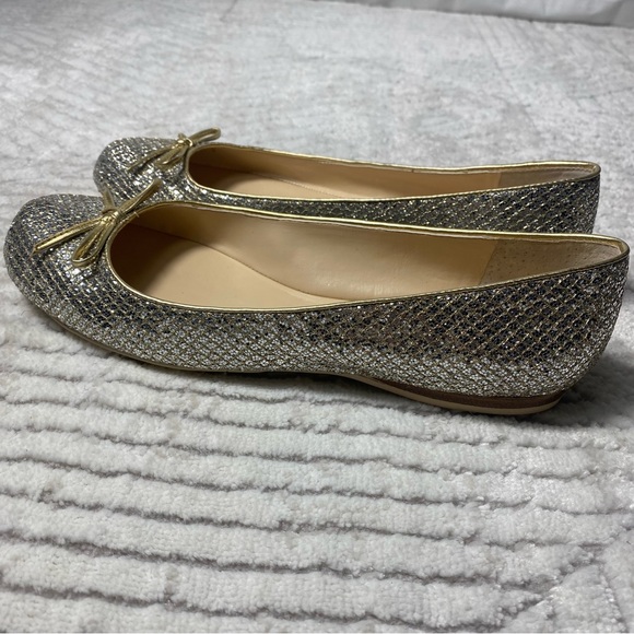 Enzo Angiolini Aeniltm Glitter Covered Sparkly Ballet Flats 8 Womens Silver Gold - Picture 5 of 9